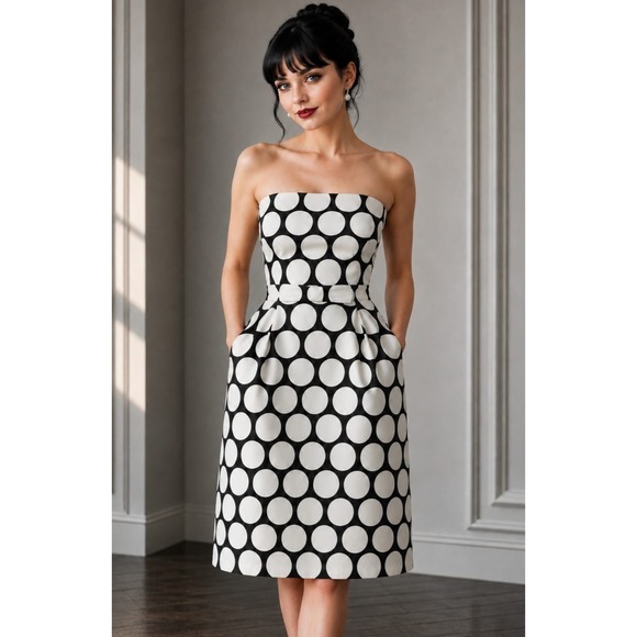 Banana Republic Dresses & Skirts - Banana Republic 100% Silk Strapless Sheath Dress Polka Dot Pockets Retro Mod 12